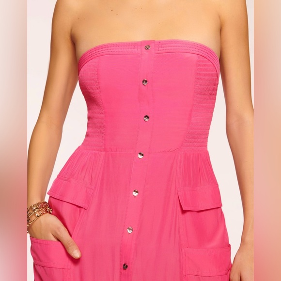 Ramy Brook Blair Strapless Smocked Midi Dress *NWT* - Picture 4 of 6